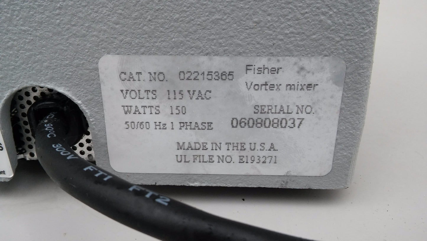FISHER SCIENTIFIC VORTEX MIXER WIDE PLATFORM CONTINUOUS TOUCH VARIABLE SPEED LAB