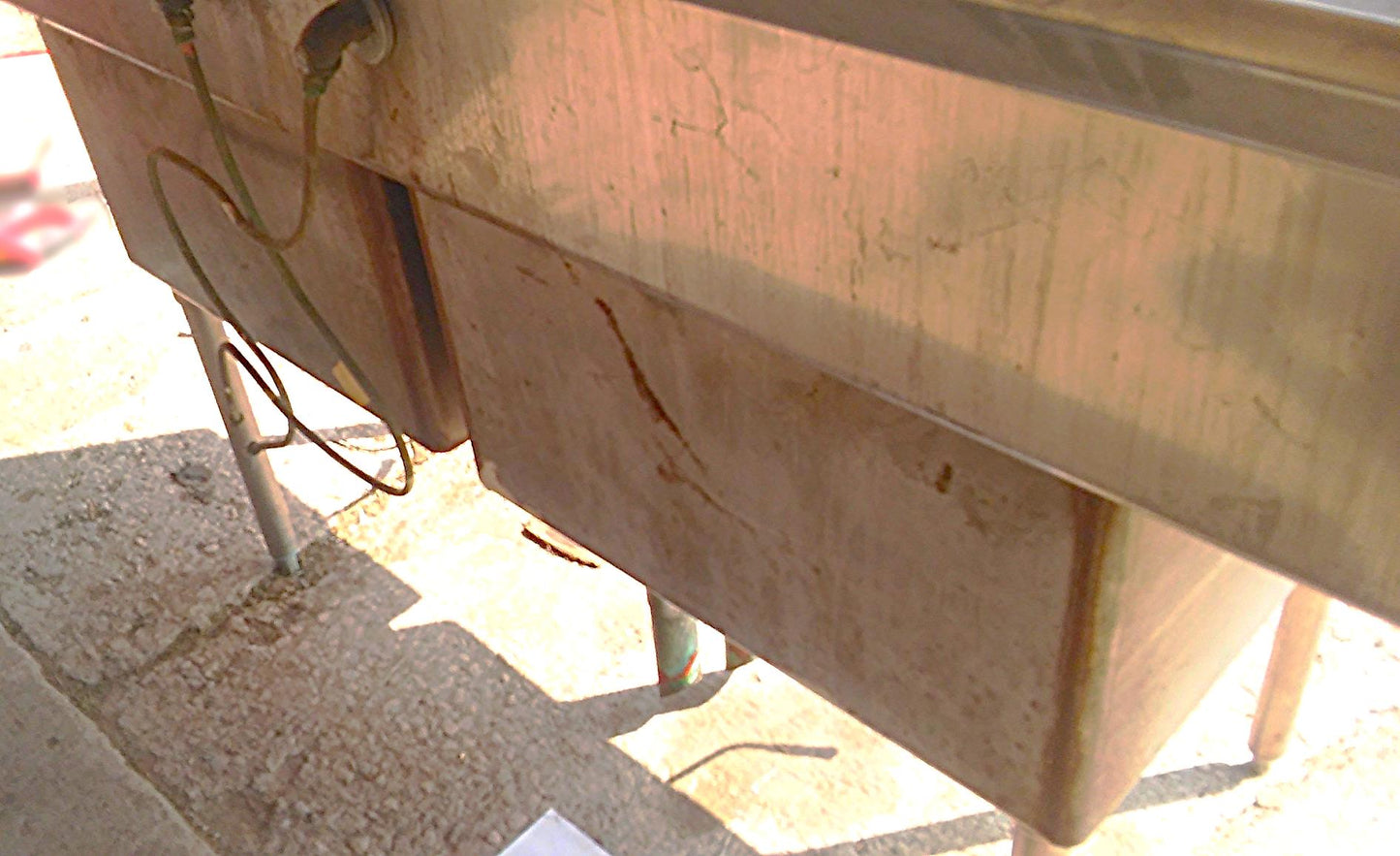 AERO 2 BOWL COMMERCIAL KITCHEN STEEL SINK 97w X 30.5d X 36"h FAUCET DRAIN PIPING