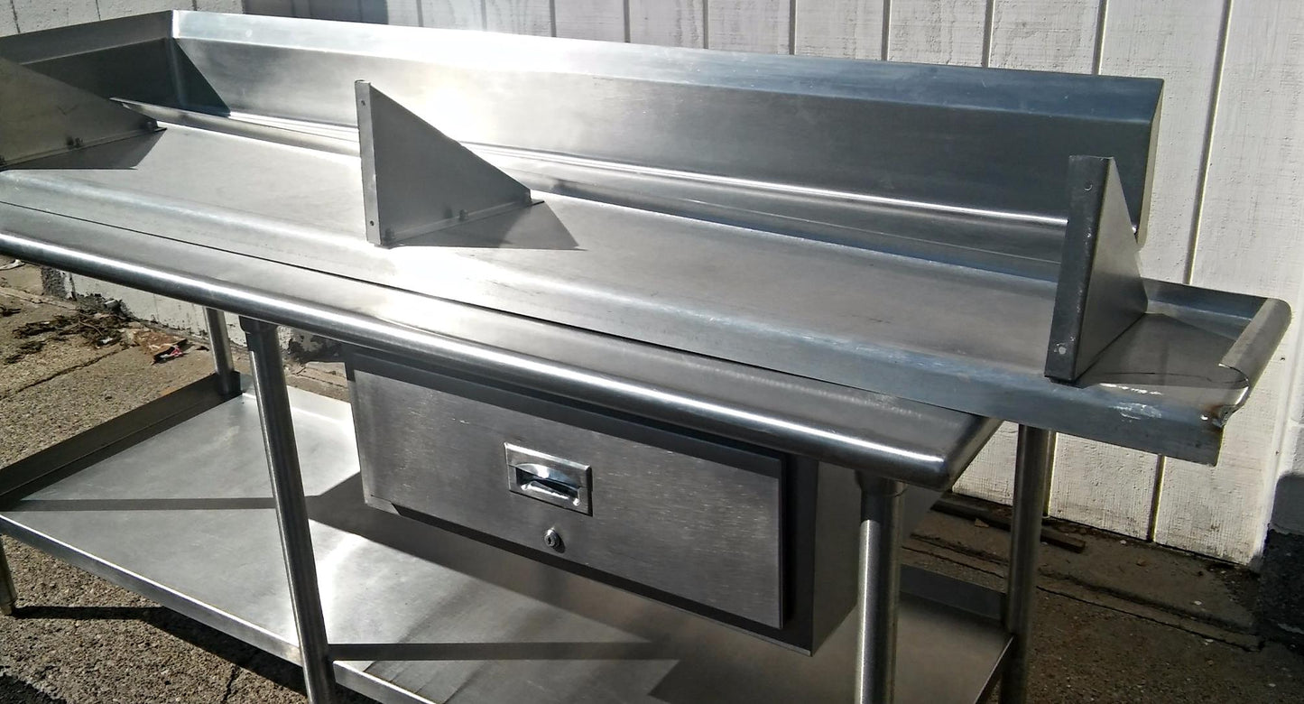 KEVRY 78x30x41 COMMERCIAL KITCHEN HEAVY STEEL PREP TABLE DRAWER TOP BOTTOM SHELF