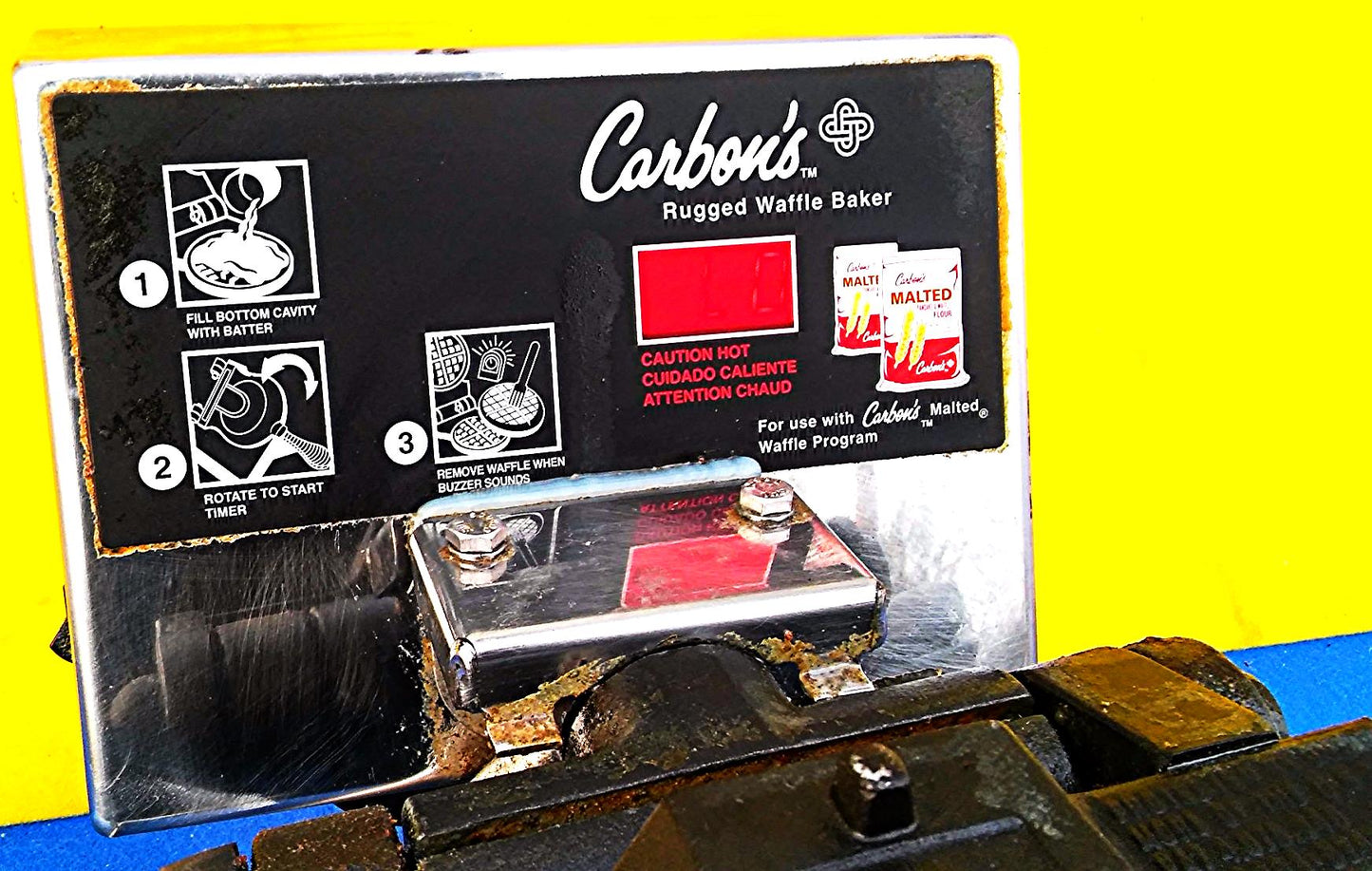 CARBONs GOLDEN MALTED PROFESSIONAL IRON RUGGED DIGITAL WAFFLE BAKER FREE SHIP