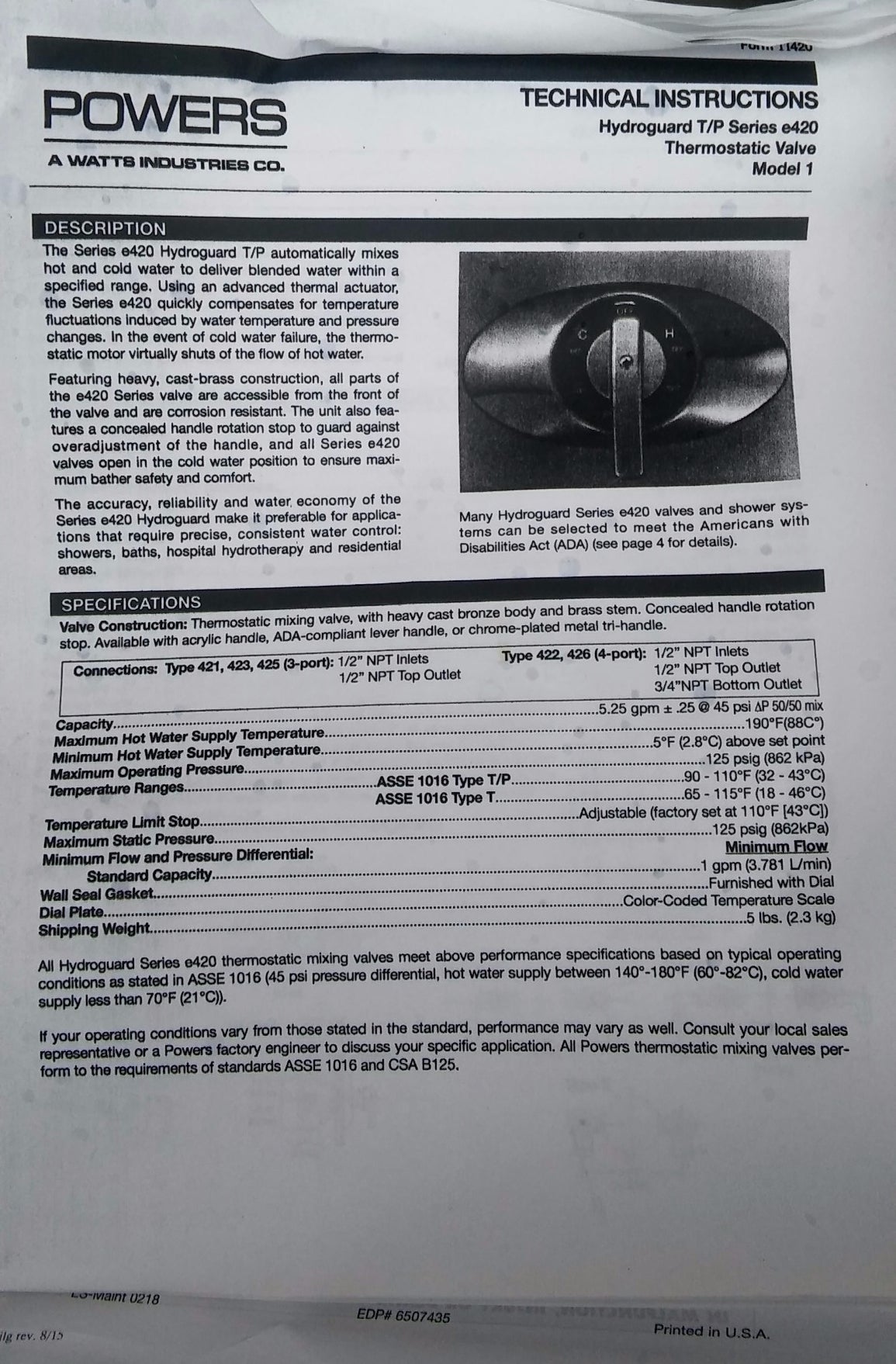 FOTOPANEL POWERS 440 FOTOPANEL FOTOGUARD WATER MIX VALVE TEMP CONTROL FREESHIP