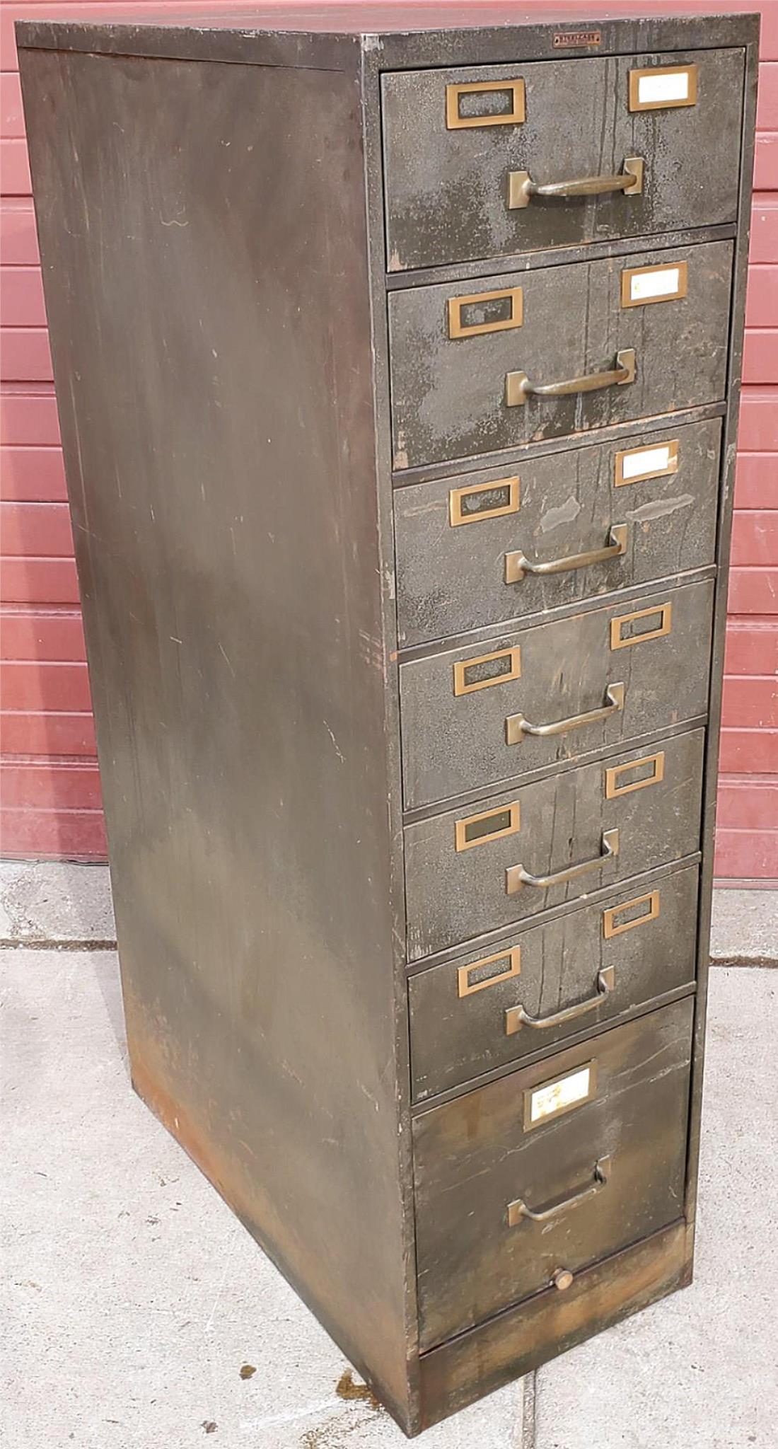 1950's STEELCASE WINE COLLECTIBLE GUN TOOL STORAGE BIN CABINET 7 PULLOUT DRAWERS