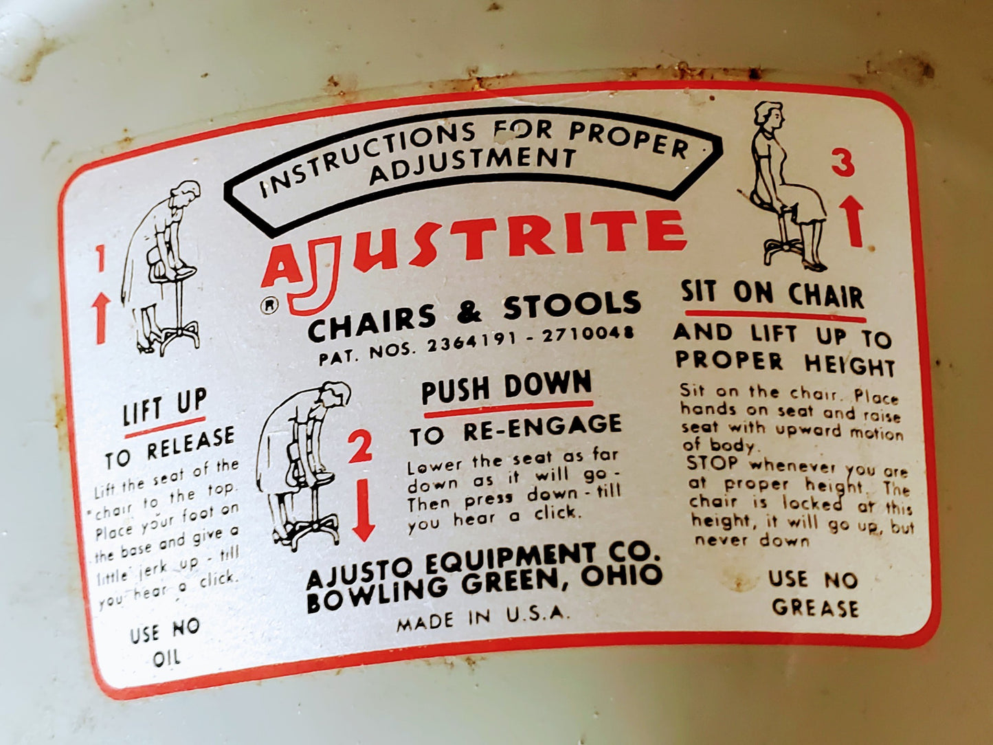 1957 VINTAGE AJUSTRITE INDUSTRIAL DRAFTING MACHINIST STEAMPUNK STOOL FREE SHIP