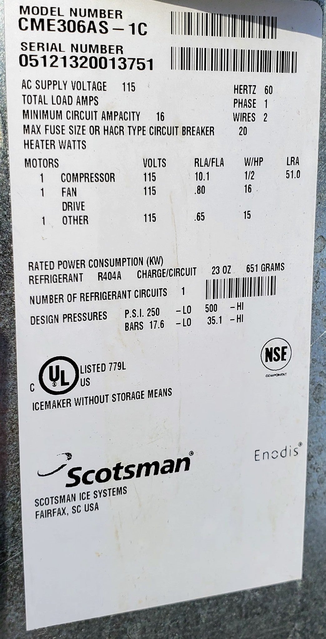 SCOTSMAN 480lbsDay CME AIR COOLED ICE MACHINE BH360S BIN WATCH VIDEO FREE SHIP
