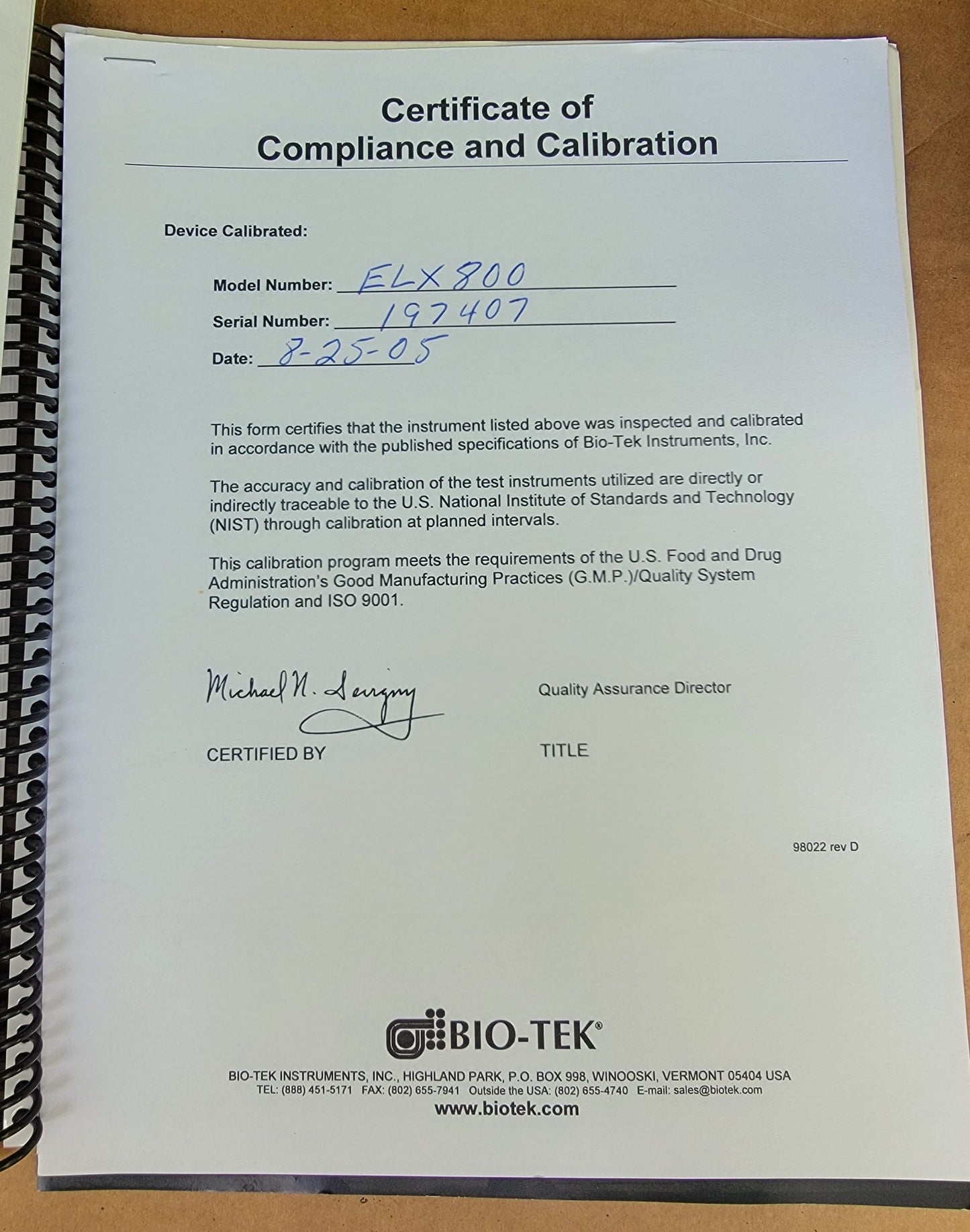 BIOTEK ELX800 SELECT DEEPWELL MICROPLATE WASHER BiologicalScreen MANUAL FREESHIP