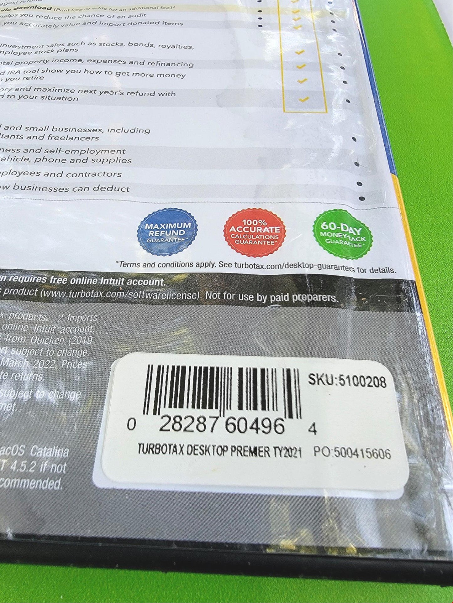 WINDOWS MAC TURBOTAX PREMIER TAX YEAR 2021 FEDERAL RETURNS E-FILE STATE FREESHIP