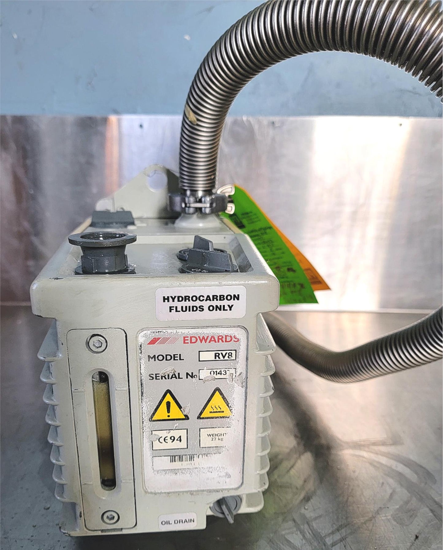 100% EDWARDS RV8 VACUUM PUMP with FL20K FORELINE TRAP 90-DAYWARRANTY WATCH VIDEO