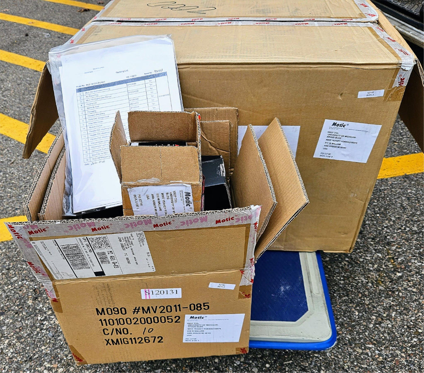 B/NEW MOTIC PSM-1000 TRINOCULAR MLC-150 PLAN APO ELWD 5x10x20x50xOBJE MICROSCOPE