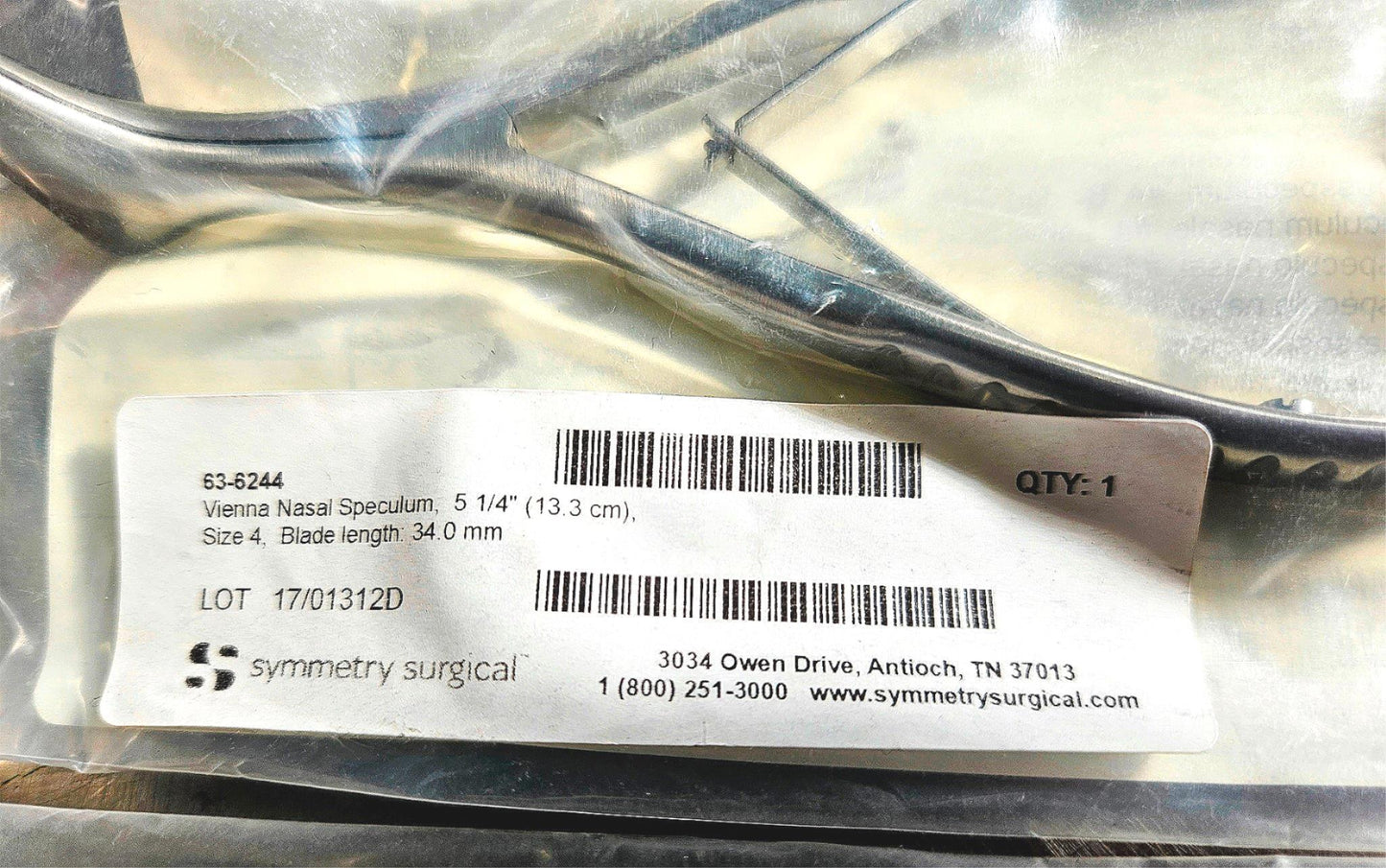 1 SYMMETRY SURGICAL VIENNA NASAL 5 1/4" Size 4 Blade Length: 34mm