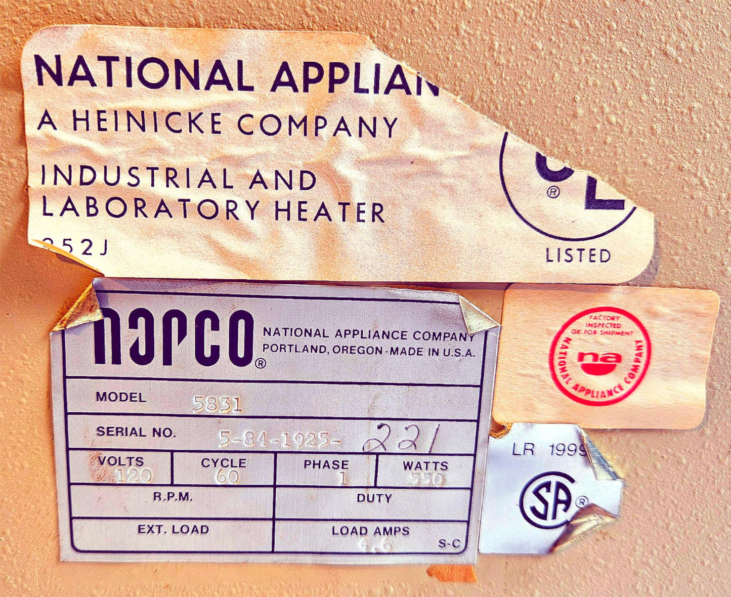 90DAYWARRANTY REFURBISHED NAPCO 5831 LAB VACUUM OVEN 0.45cuft 550W 120V FREESHIP