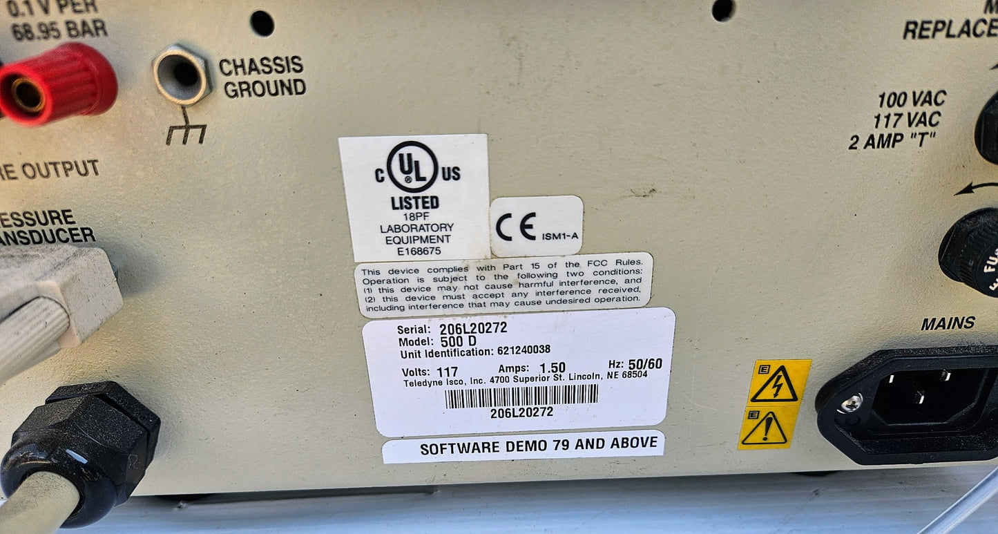(Does Power On Fine) ISCO 500D SYRINGE PUMP with COMBIFLASH OPTIX 10 WATCH VIDEO