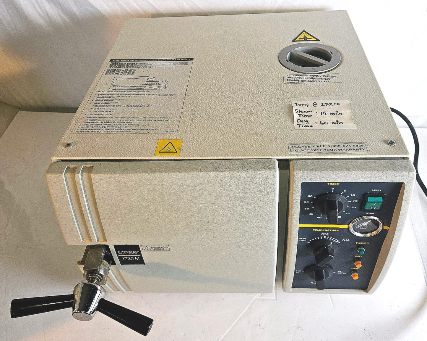 120-DAY-WARRANTY TUTTNAUER® 1730M AUTOCLAVE STEAM STERILIZER with TRAY FREE SHIP