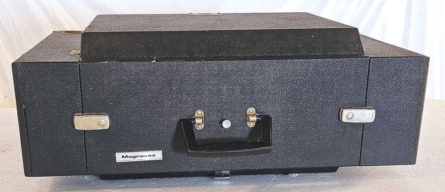 100% MAGNAVOX STEREOPHONIC MICROMATIC PORTABL TURNTABLE RECORD PLAYER WATCHVIDEO