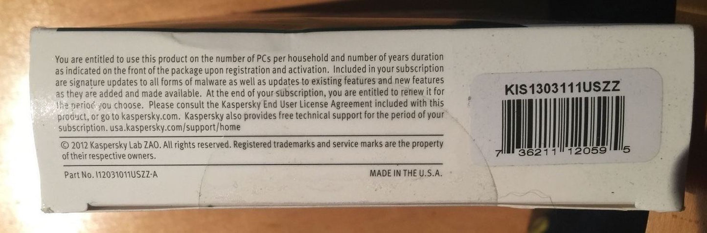 Kaspersky INTERNET SECURITY - 3 PCs - 1 year PREMIUM PC PROTECTION SEALED 2012