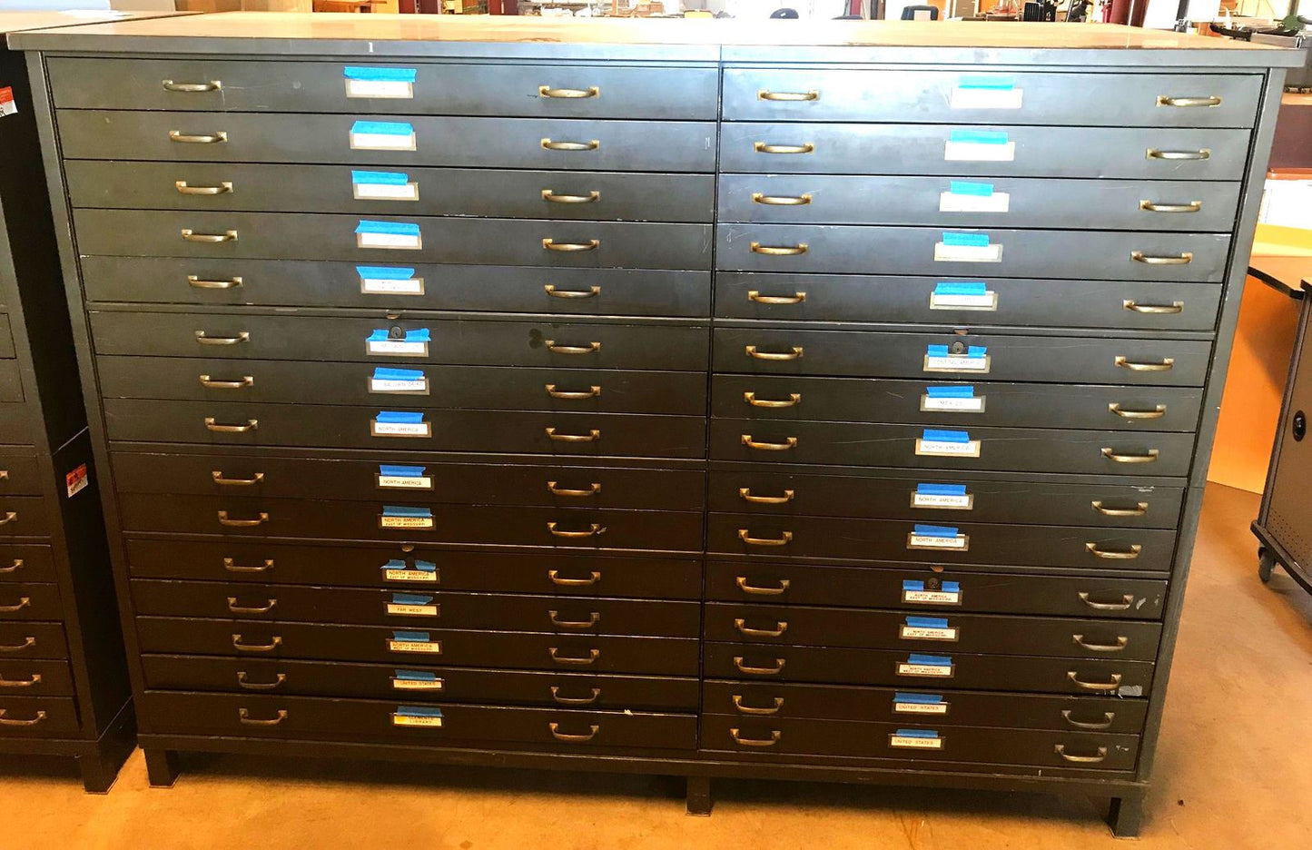 1940's PAIR ofRARE UNIQUE 60 DRAWER STEEL MAP FILE INDUSTRIAL STEAMPUNK FREESHIP