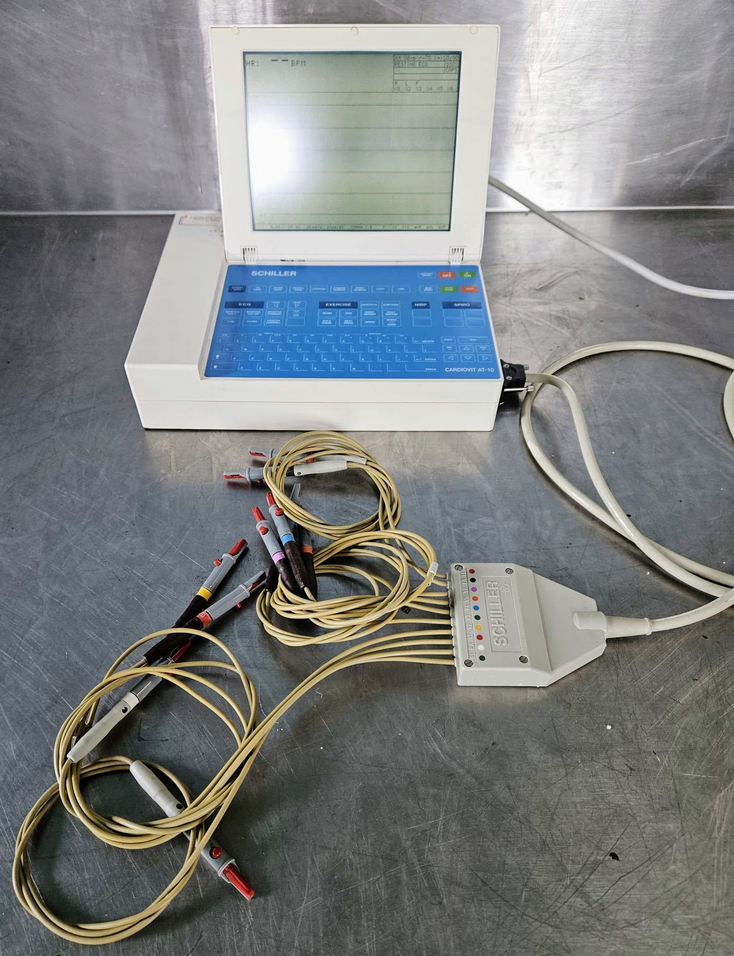 100%WARRANTY SCHILLER CARDIOVIT AT-10 ECG MACHINE w/10 LEAD WATCHVIDEO FREE SHIP