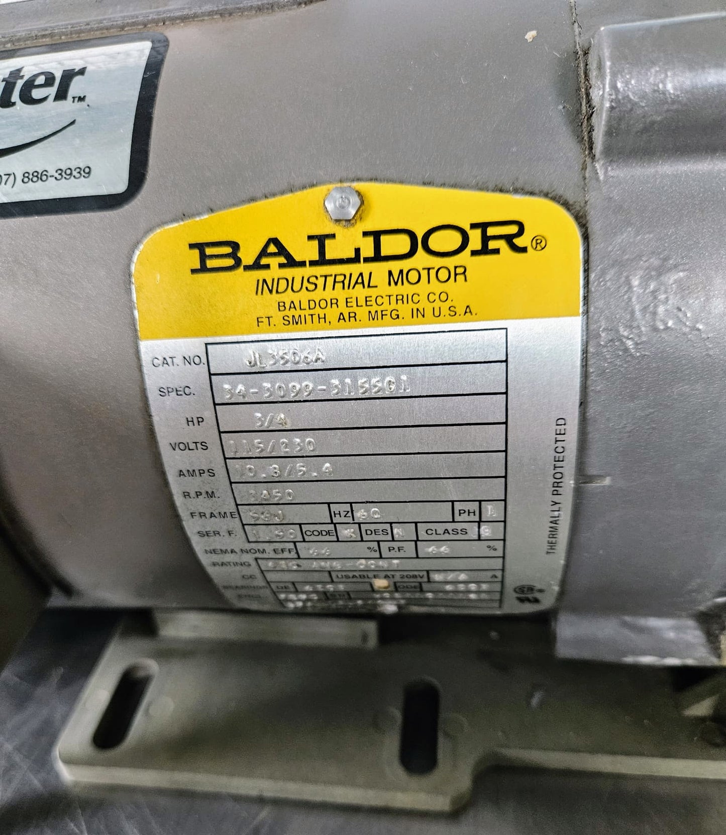 SWEETWATER PENTAIR WATER PUMP BALDOR CA JL3506A 3/4HP MOTOR WATCH VIDEO FREESHIP