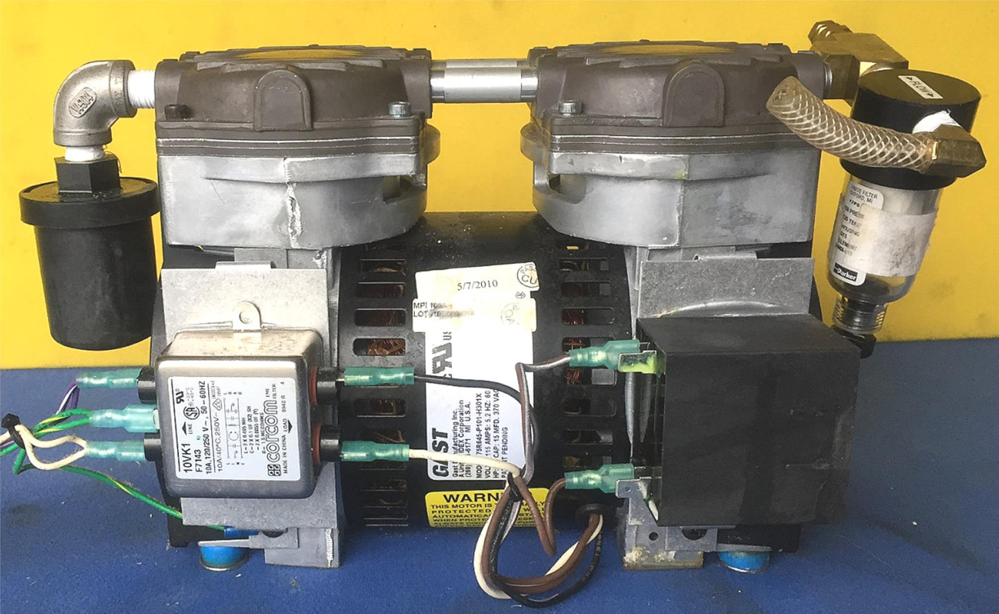 GAST 75R645-P101-H301X TWIN CYLINDER 30psi VACUUM PUMP WATCH VIDEO FREE SHIPPING