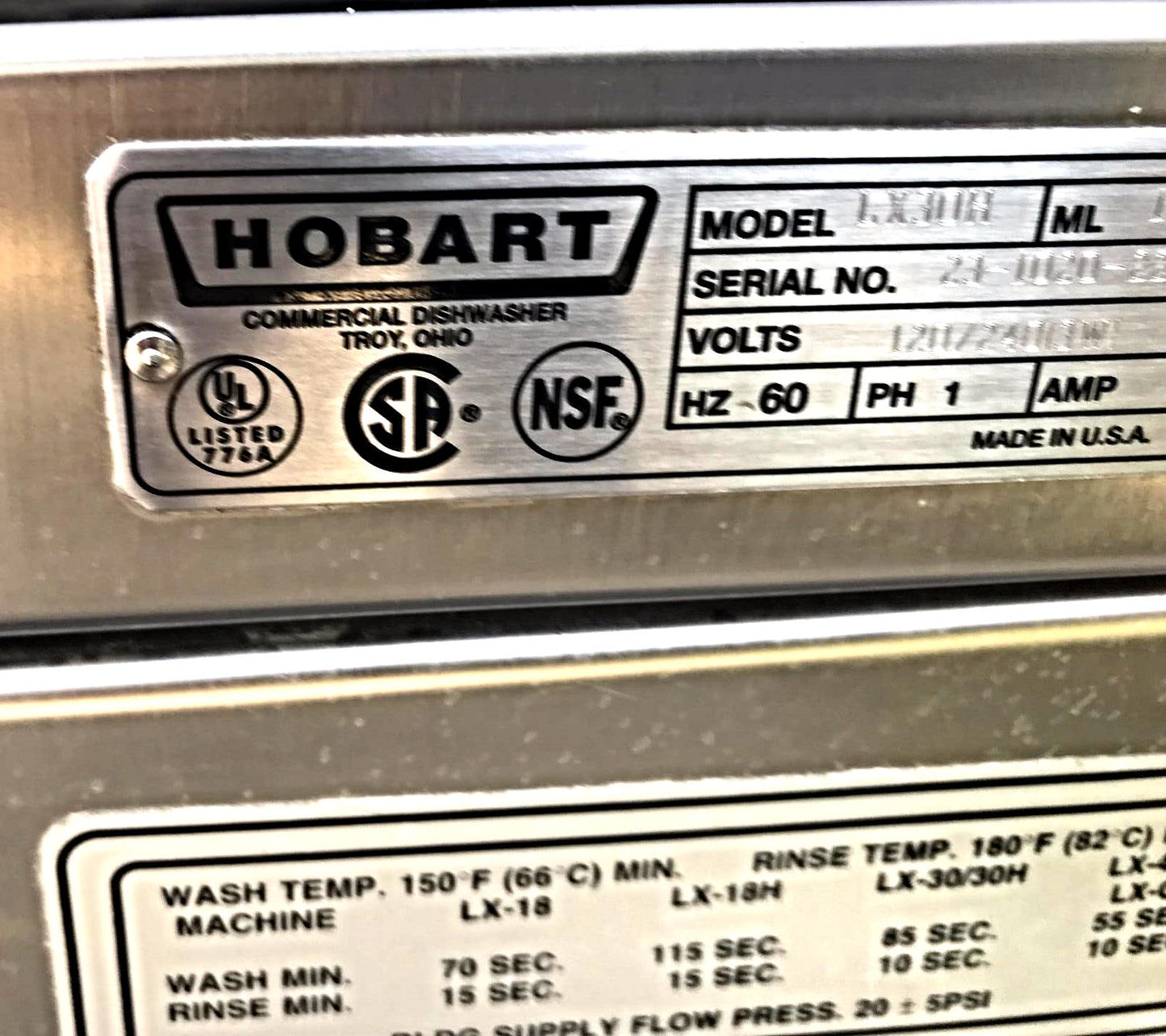 HOBART LX30H COMMERCIAL DISHWASHER WORKS PERFECT FREE COMMERCIAL SHIPPING