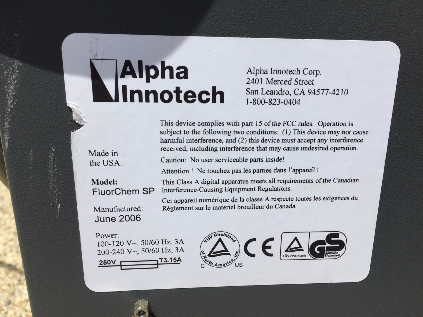 With SOFTWARE ALPHA INNOTECH FLUORCHEM SP IMAGING SYSTEM ELECTROPHORESIS FREESHI