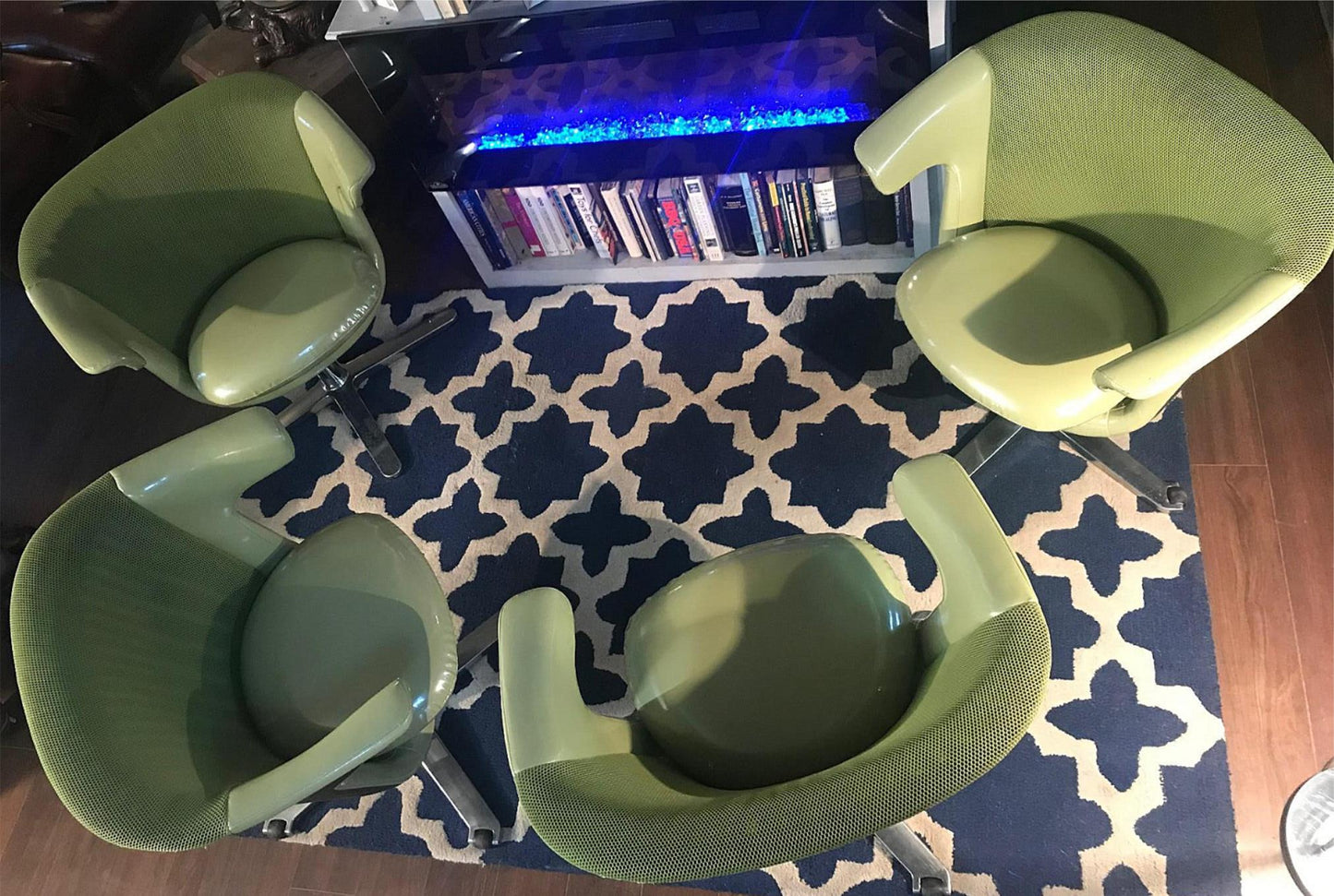 4 CONTEMPORARY MODERN STEELCASE i2i GREEN VINYL ERGONOMIC SWIVEL OFFICE ARMCHAIR
