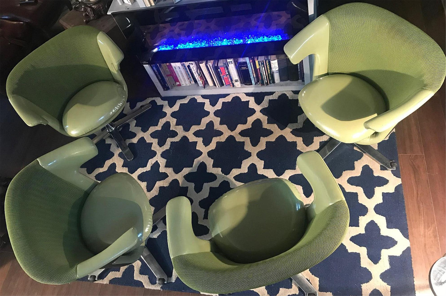 4 CONTEMPORARY MODERN STEELCASE i2i GREEN VINYL ERGONOMIC SWIVEL OFFICE ARMCHAIR