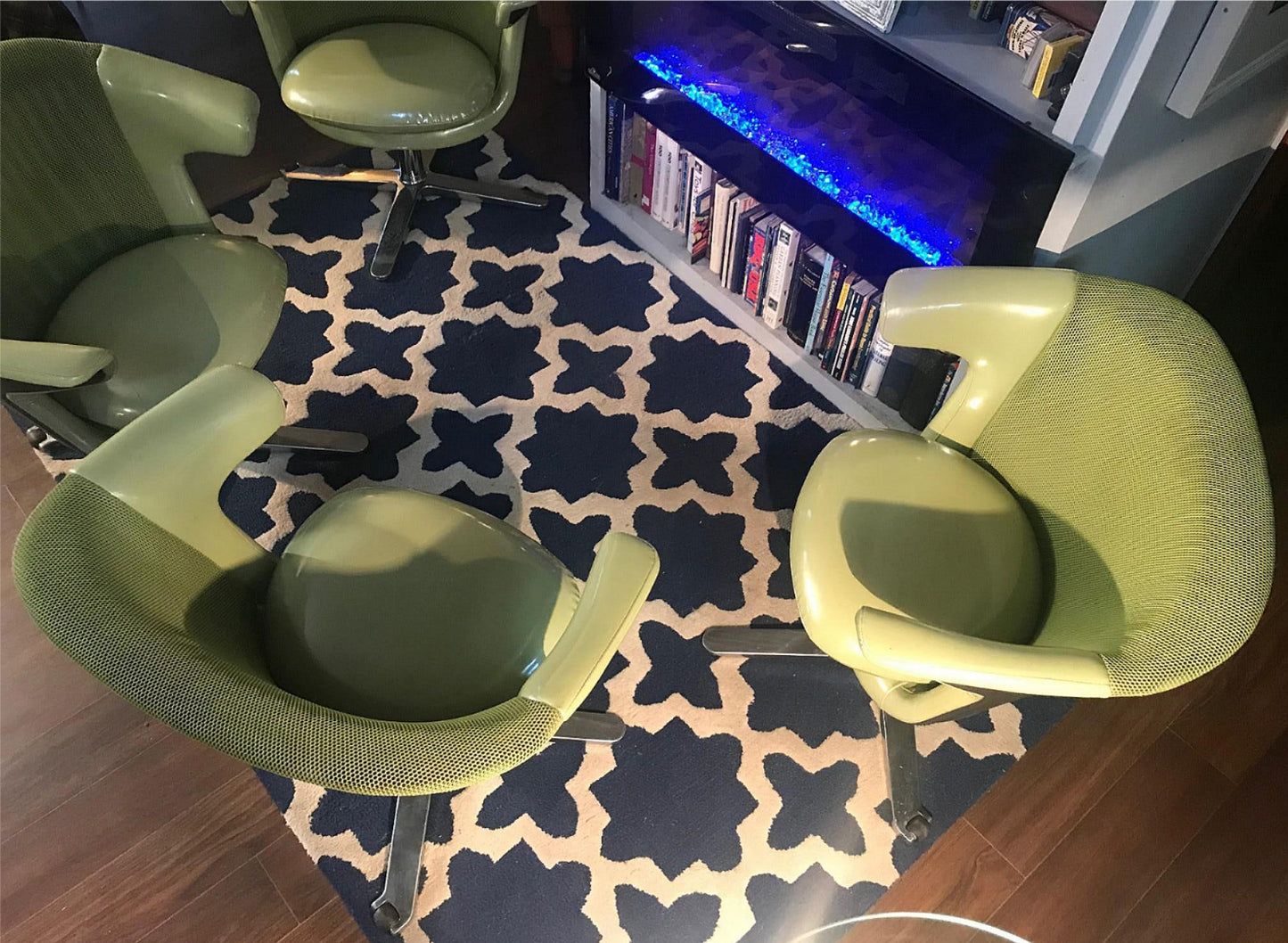 4 CONTEMPORARY MODERN STEELCASE i2i GREEN VINYL ERGONOMIC SWIVEL OFFICE ARMCHAIR