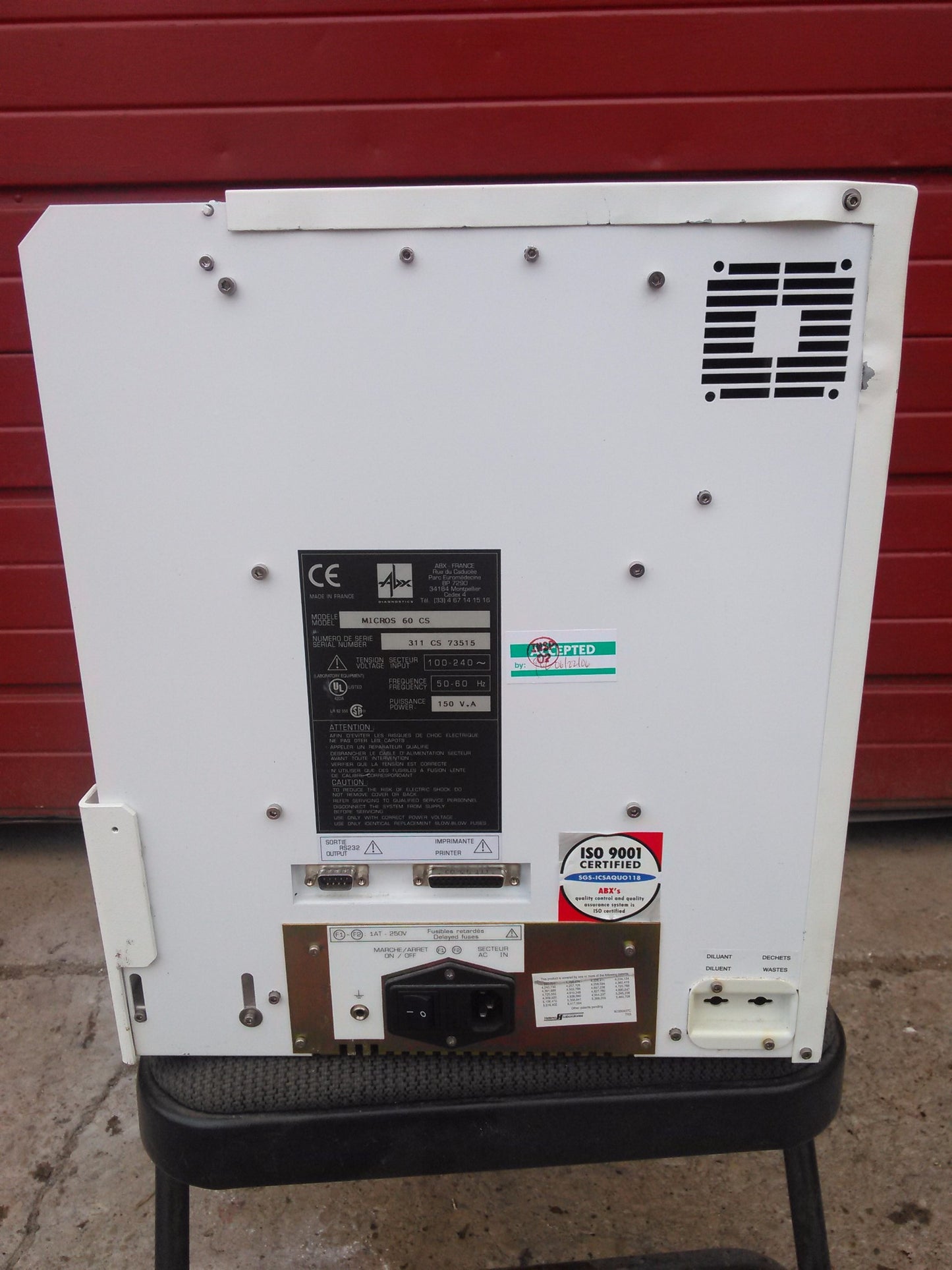 ABX Horiba Micros 60 CS Hematology Blood Analyzer & Ac Power Cable