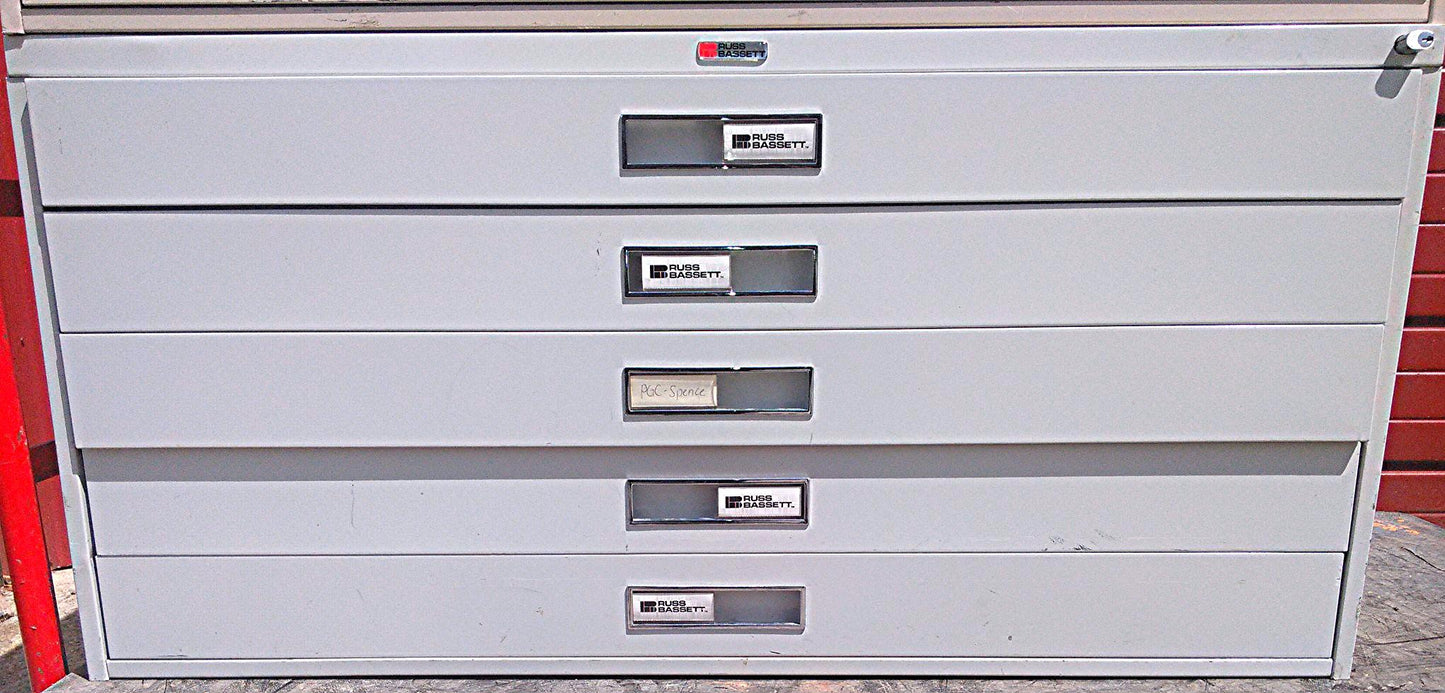 RUSS BASSETT 10 DRAWER STEEL MAP FILE 43" Wide x 22" 1/2' Deep FREE BusinessShip
