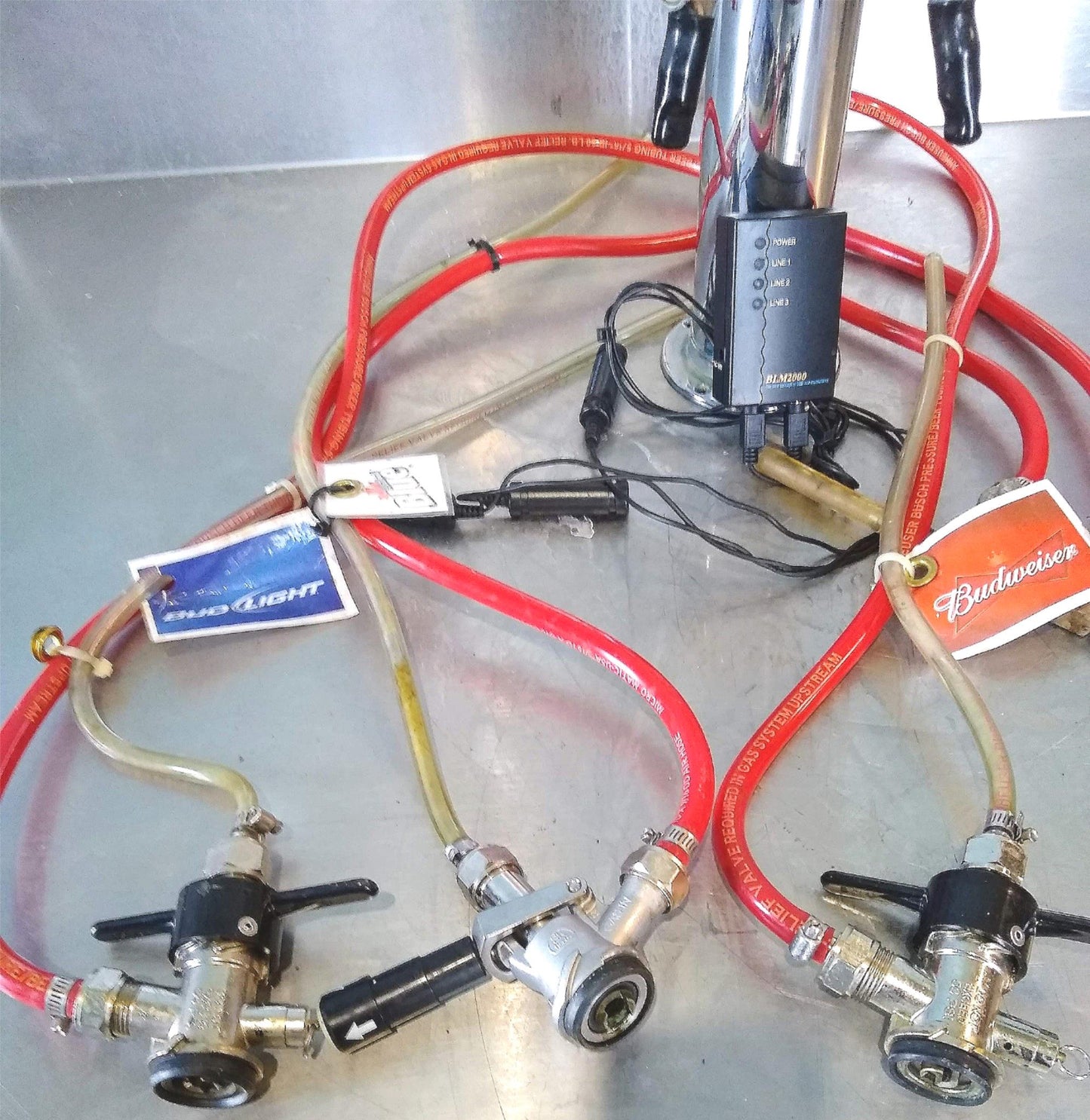 3 BLM 2000 ELECTRONIC BEER LINE MAINTENANC CLEANING KEG COUPLER TRIPLE TAP DRAFT