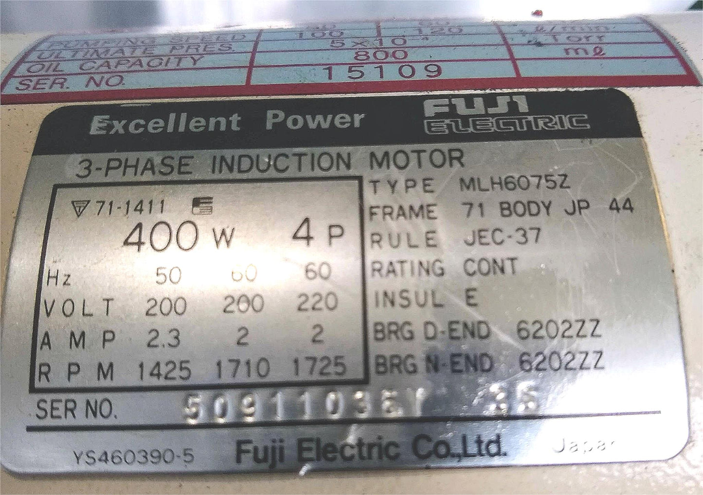 WARRANTY ULVAC SINKU KIKO G100D 3PHASE ROTARY VANE VACUUM PUMP FILTER FREE SHIP