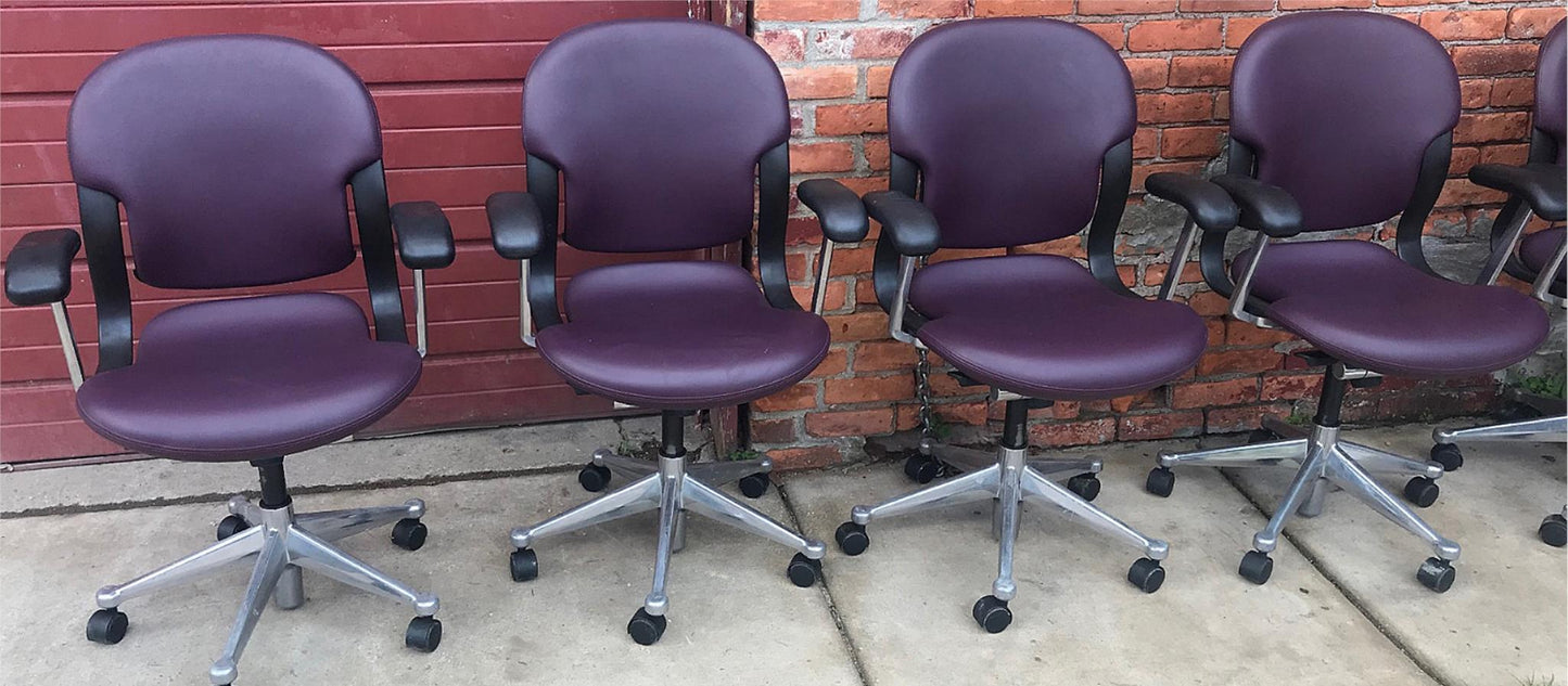 4 HERMAN MILLER EQUA FAUX LEATHER SWIVEL OFFICE ARMCHAIR CONTEMPORARY MODERN