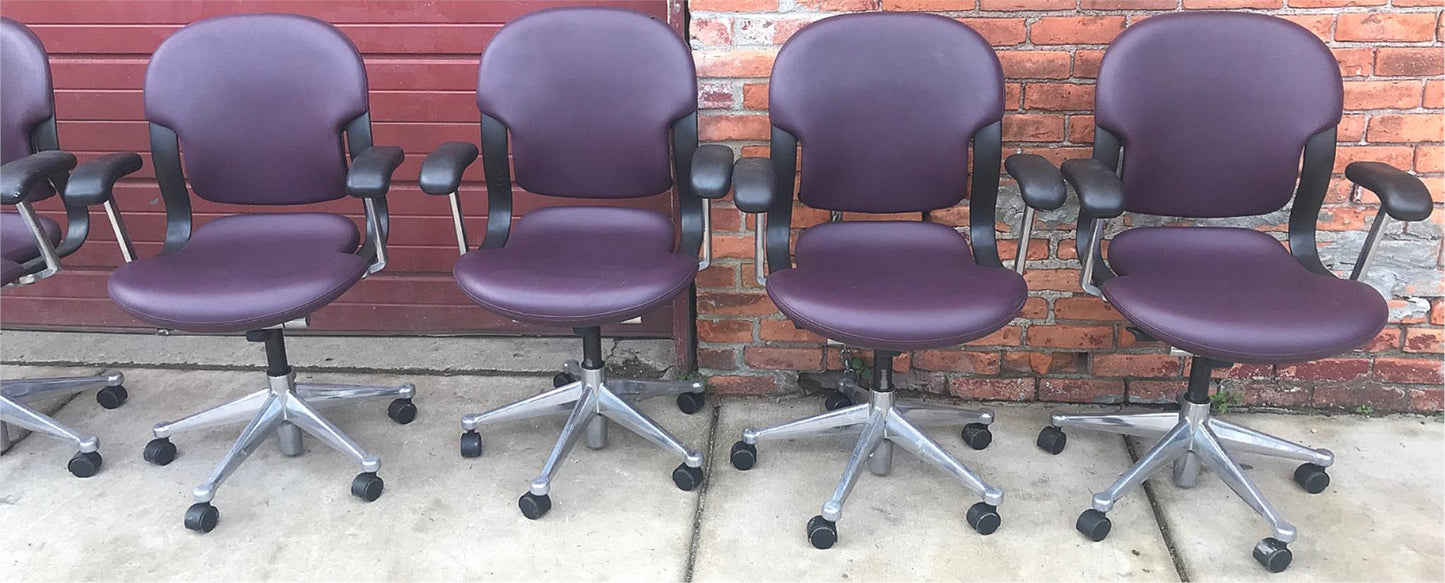 4 HERMAN MILLER EQUA FAUX LEATHER SWIVEL OFFICE ARMCHAIR CONTEMPORARY MODERN
