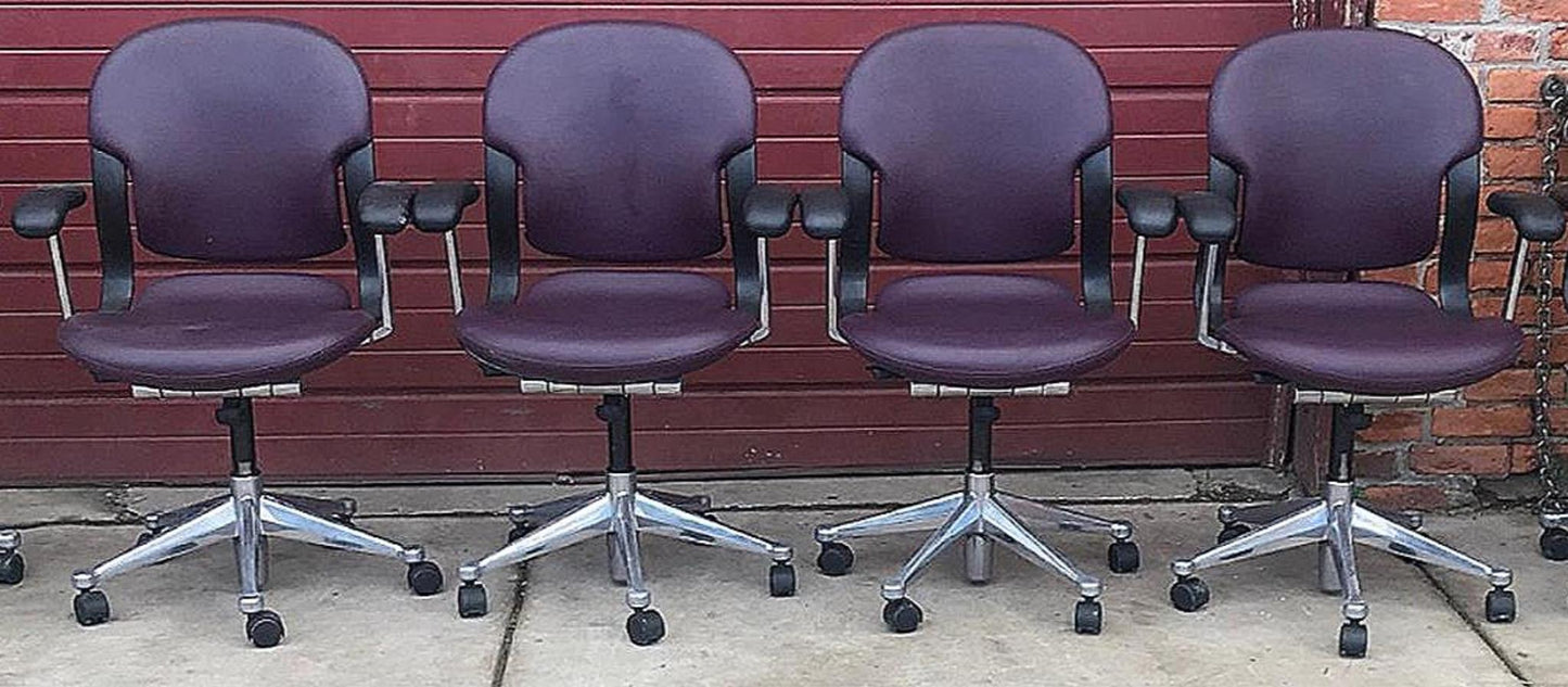 4 HERMAN MILLER EQUA FAUX LEATHER SWIVEL OFFICE ARMCHAIR CONTEMPORARY MODERN