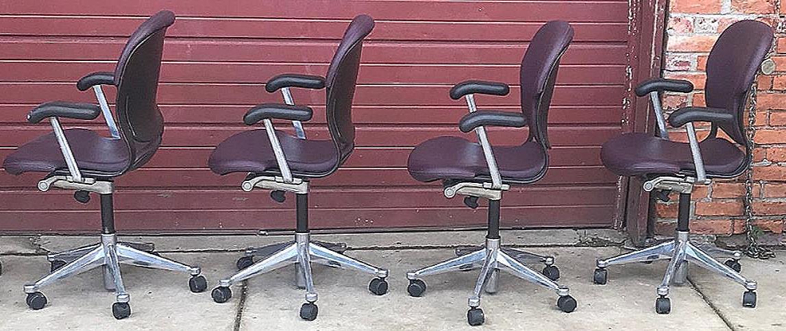 4 HERMAN MILLER EQUA FAUX LEATHER SWIVEL OFFICE ARMCHAIR CONTEMPORARY MODERN