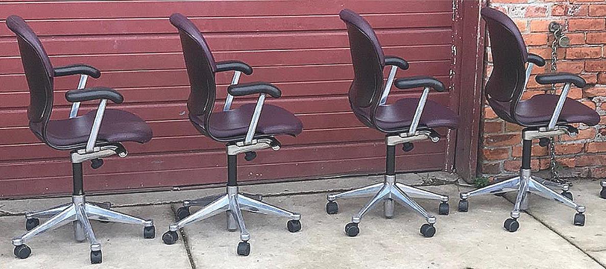 4 HERMAN MILLER EQUA FAUX LEATHER SWIVEL OFFICE ARMCHAIR CONTEMPORARY MODERN