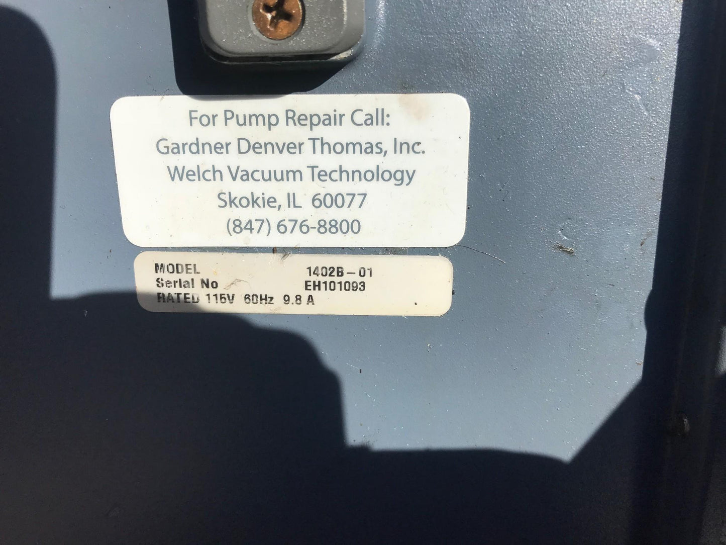 WELCH DUOSEAL 1402 Rotary Vane Vacuum Pump Emerson 1/2HP 1725 Motor WATCH VIDEO