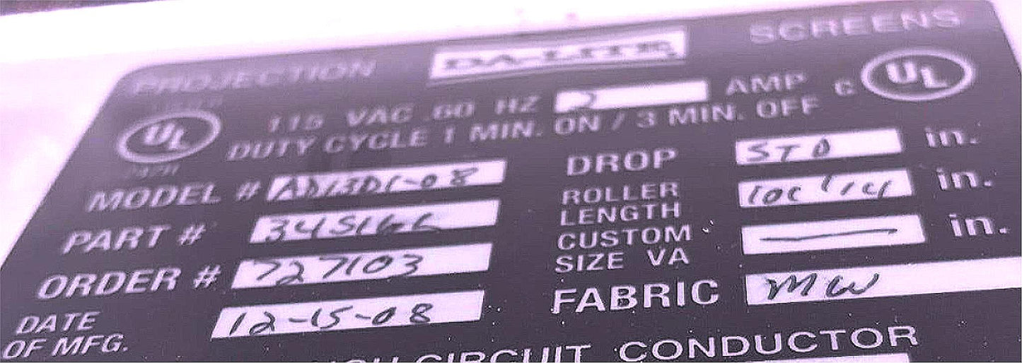 DA-LITE ADVANTAGE DELUXE ELECTROL 101" wide RECESSED PROJECTION MOTORIZED SCREEN