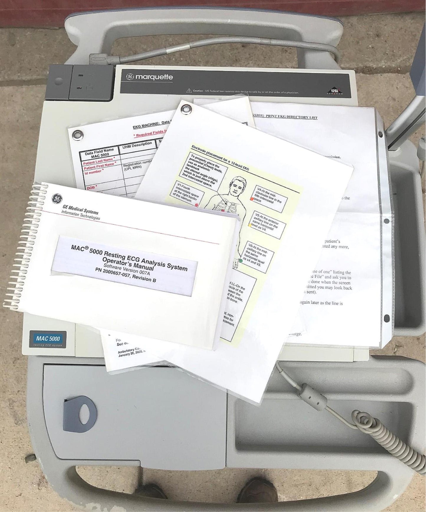 GE MARQUETTE MAC 5000 & ACQUISION MODULE & CART RESTING ECG EKG SYSTEM FREE SHIP