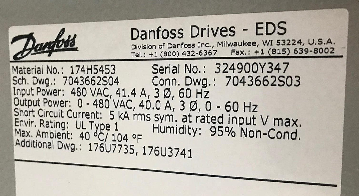 1 Unit of DANFOSS GRAHAM 22KW/ 30 HP VLT 6000 HVAC VLT6032GT4 DRIVE EDS FREESHIP