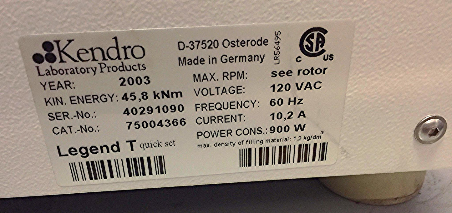 SORVALL LEGEND T with ROTOR KENDRO HERAEUS CENTRIFUGE WATCH VIDEO FREE SHIPPING