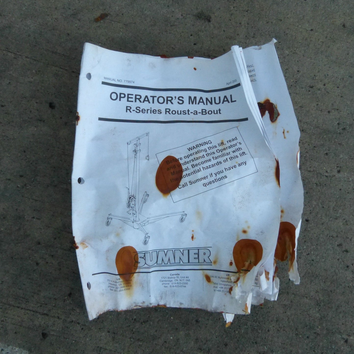 SUMNER R-250 25Feet ROUST-A-BOUT 1.500Pound PIPE & MATERIAL LIFT FREE-SHIPPING