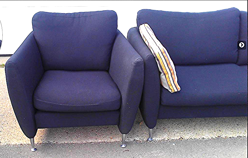 2004 BRAYTON STILETTO SOFA CHAIR BARNES DEEP BLUE FABRIC MODERN LIVING FREE SHIP