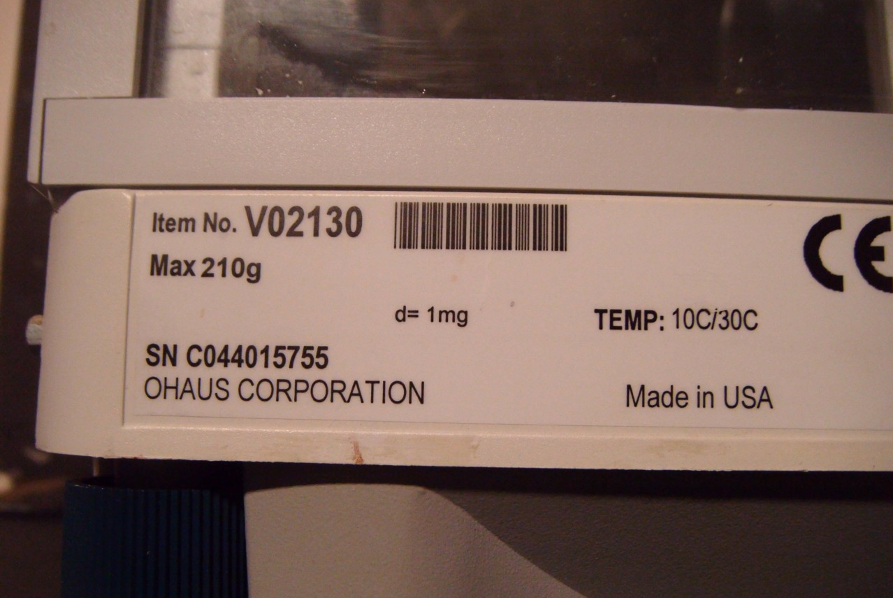 EXCELLENT OHAUS Model V02130 VOYAGER BALANCE 210g x 0.001g WATCH VIDEO FREE SHIP