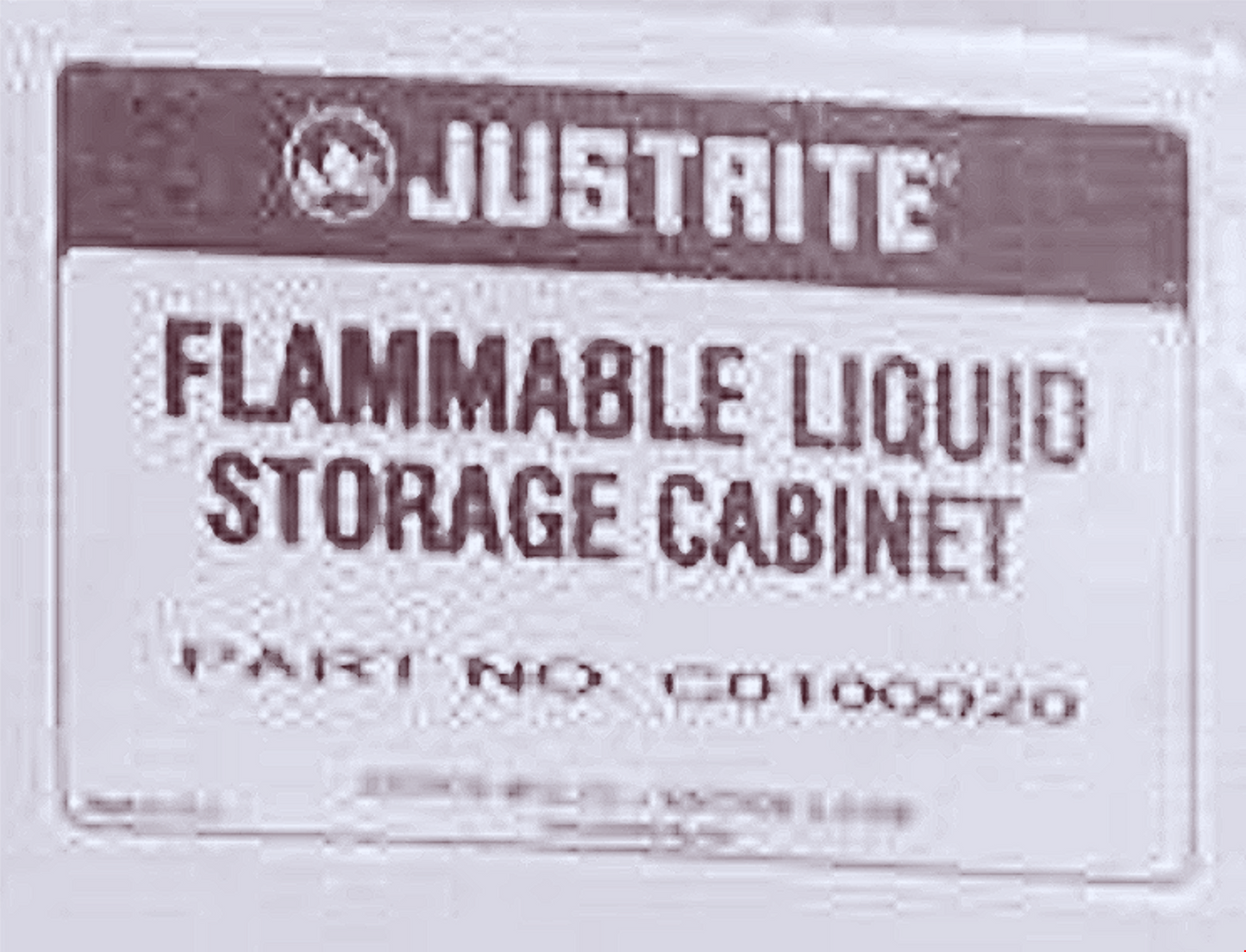 100 Liter JUSTRITE INFLAMMABLE SURE GRIP CABINET PASS THROUGH VALVE FREE SHIP
