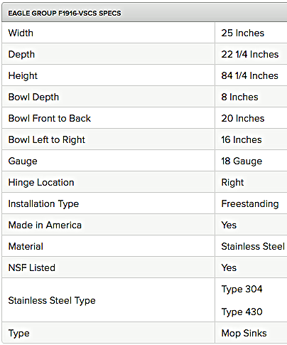 EAGLE F1916-VSCS-SE STAINLESS STEEL MOP SINK DISPENSER CABINET STORAGE FREE SHIP