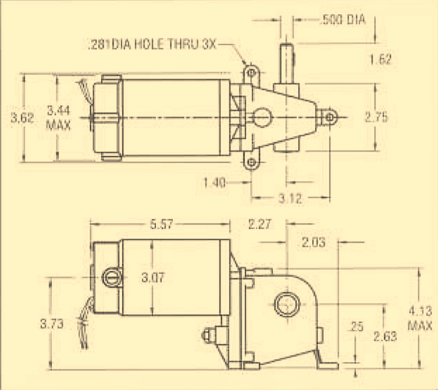 VON WEISE 90 Volt RIGHT ANGLE GEAR DC MOTOR 167:1RATIO 1/12HP .78AMP FREE SHIP