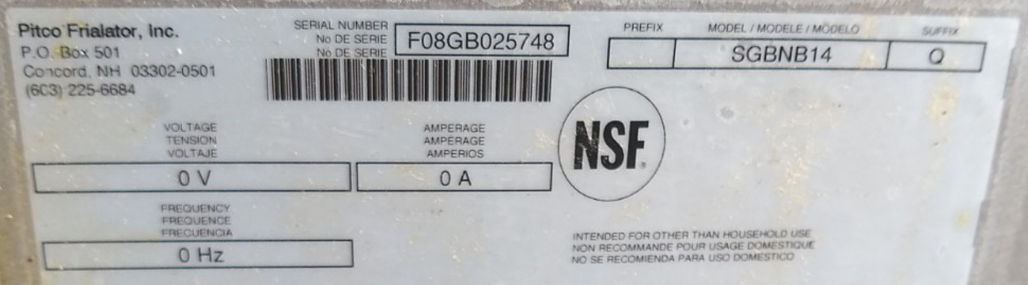 PITCO FRIALATOR SGBNB14 FRIES BREAD BATTER FRY DUMP STATION WARMER FREE SHIP