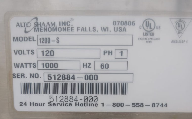 ALTO SHAAM 1200-S MOBILE UNDERCOUNTER WARMING CABINET DOUGH PROOFER FREE SHIP