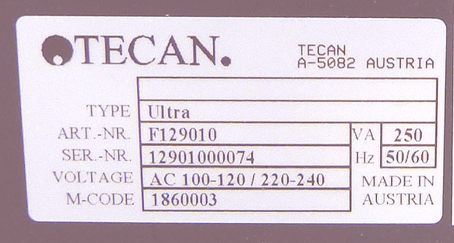 TECAN ULTRA F129010 PLATE READER FLUORESCENCE ABSORBANCE MANUALWARRANTY FREESHIP